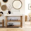 Made in Meubles Meuble sous vasque en marbre et bois Louca