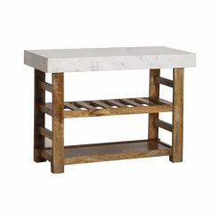 Made in Meubles Meuble sous vasque en marbre et bois Louca