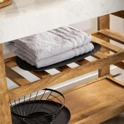 Made in Meubles Meuble sous vasque en marbre et bois Louca