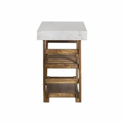 Made in Meubles Meuble sous vasque en marbre et bois Louca