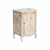 Made in Meubles Meuble sous vasque en pin recyclé blanchi et marbre blanc Gemma