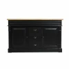 Made in Meubles Meuble sous vasque en pin massif noir 150 cm Manel