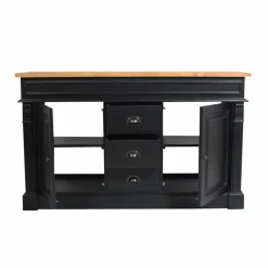 Made in Meubles Meuble sous vasque en pin massif noir 150 cm Manel