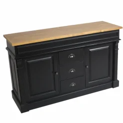 Made in Meubles Meuble sous vasque en pin massif noir 150 cm Manel
