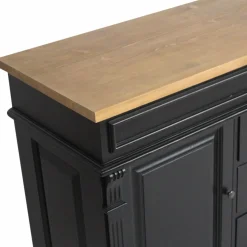 Made in Meubles Meuble sous vasque en pin massif noir 150 cm Manel