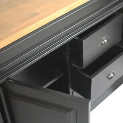 Made in Meubles Meuble sous vasque en pin massif noir 150 cm Manel