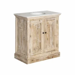 Made in Meubles Meuble sous vasque en pin recyclé blanchi Gemma