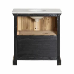 Made in Meubles Meuble sous vasque en pin recyclé blanchi Gemma
