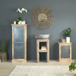 Made in Meubles Meuble sous vasque en rotin Rattan