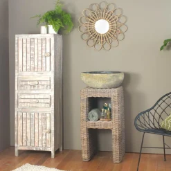 Made in Meubles Meuble sous vasque en rotin Rattan