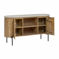 Made in Meubles Meuble sous vasque en terrazzo et bois de manguier Lou
