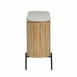 Made in Meubles Meuble sous vasque en terrazzo et bois de manguier Lou
