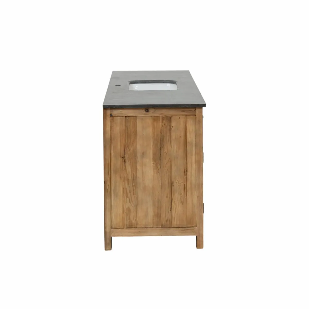 Made in Meubles Meuble sous vasque en vieux pin et pierre bleue Garance