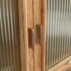 Made in Meubles Meuble sous vasque vitré en bois d'acacia et marbre Emyr