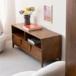 Made in Meubles Meuble TV 2 niches en bois de manguier Remick