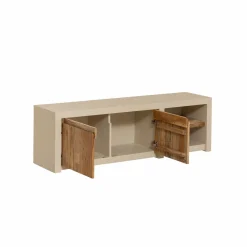 Made in Meubles Meuble TV 2 portes et 1 étagère en bois effet béton et bois recyclé Dalva
