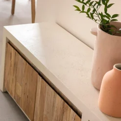 Made in Meubles Meuble TV 2 portes et 1 étagère en bois effet béton et bois recyclé Dalva