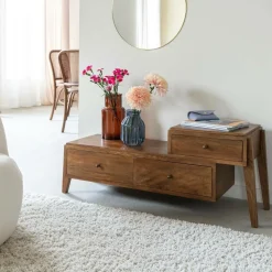 Made in Meubles Meuble TV 3 tiroirs en bois de manguier Remick