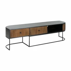 Made in Meubles Meuble TV arrondi en bois de manguier et métal Ysé