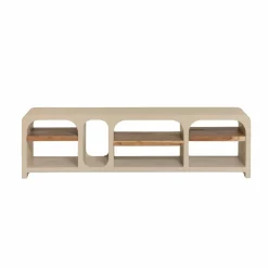 Made in Meubles Meuble TV avec étagères en bois effet béton et bois recyclé Dalva