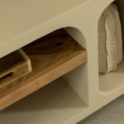 Made in Meubles Meuble TV avec étagères en bois effet béton et bois recyclé Dalva