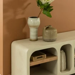 Made in Meubles Meuble TV avec étagères en bois effet béton et bois recyclé Dalva