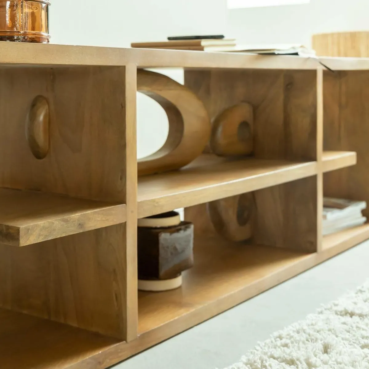 Made in Meubles Meuble TV design en bois de manguier Alwen