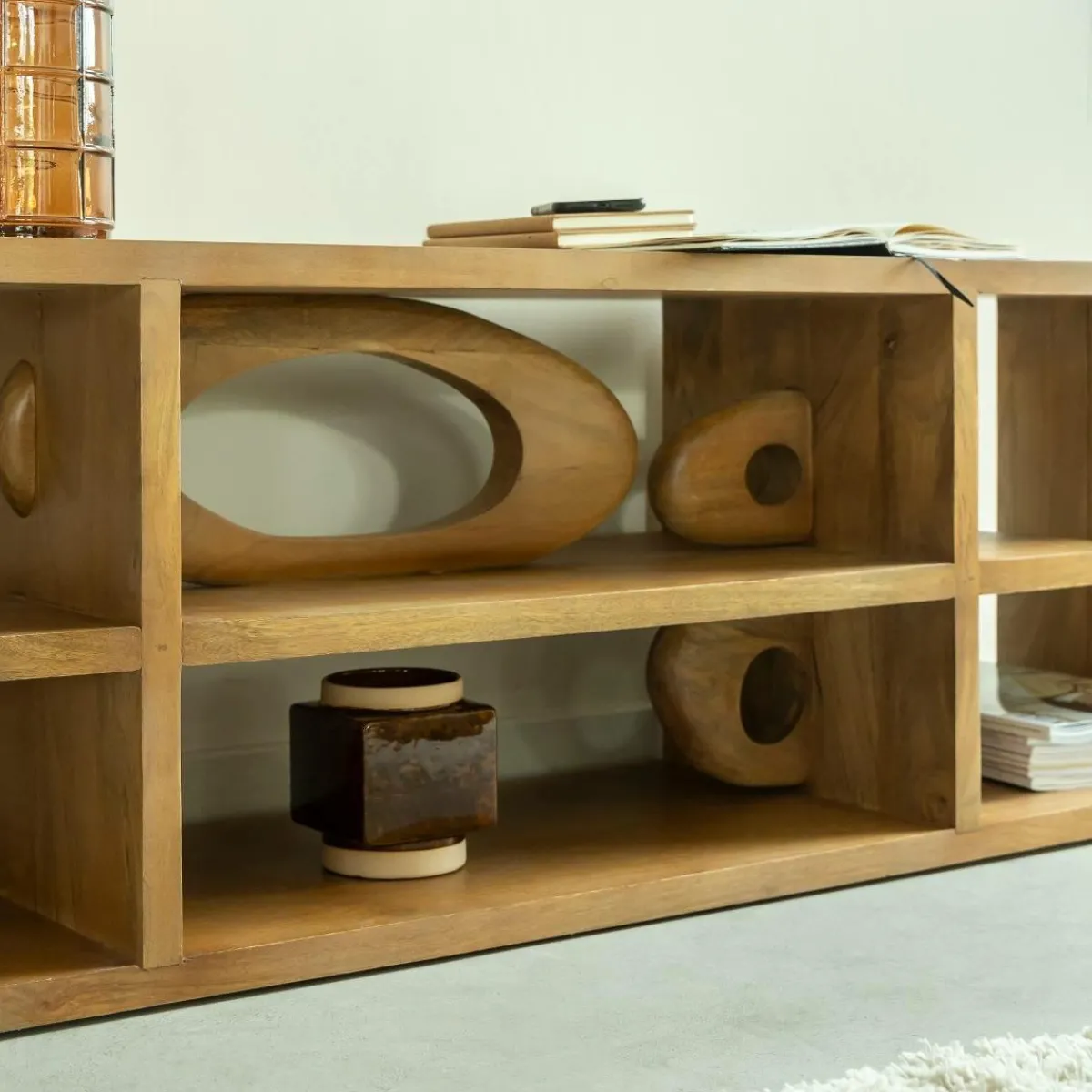 Made in Meubles Meuble TV design en bois de manguier Alwen