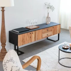 Made in Meubles Meuble TV en bois d'acacia et métal Pippa