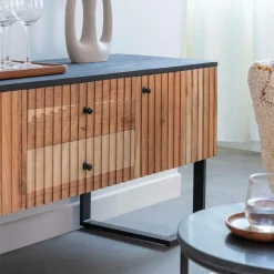 Made in Meubles Meuble TV en bois d'acacia et métal Pippa