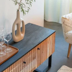 Made in Meubles Meuble TV en bois d'acacia et métal Pippa