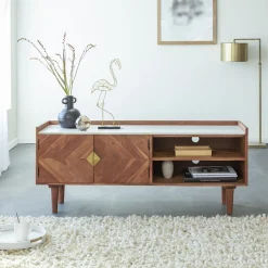 Made in Meubles Meuble TV en bois d'acacia Naxos