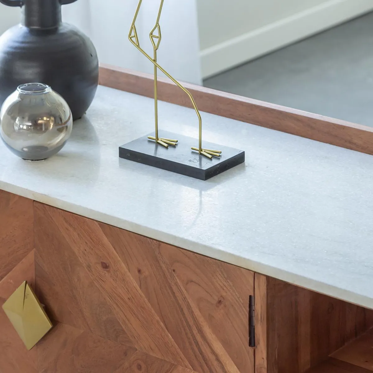 Made in Meubles Meuble TV en bois d'acacia Naxos