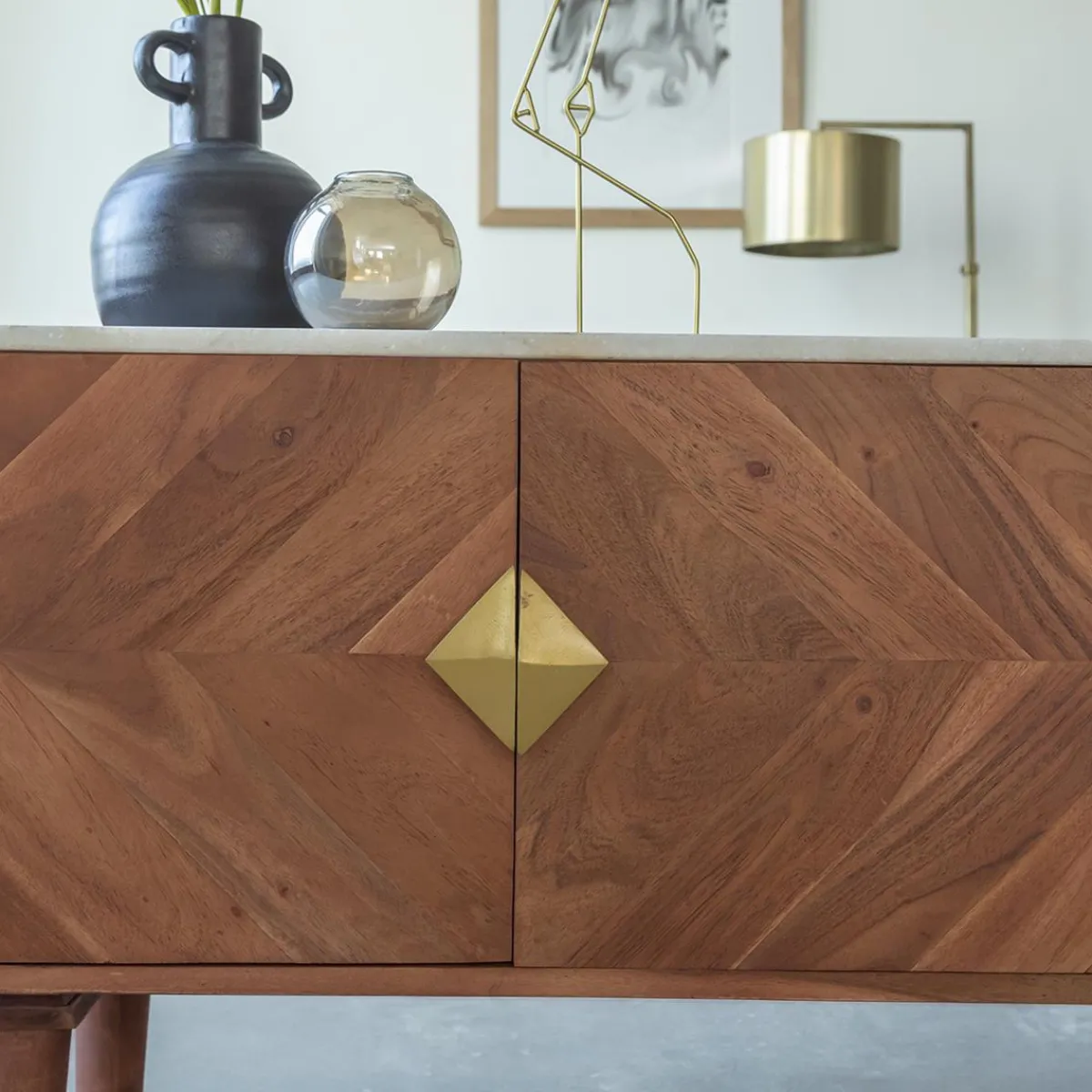 Made in Meubles Meuble TV en bois d'acacia Naxos