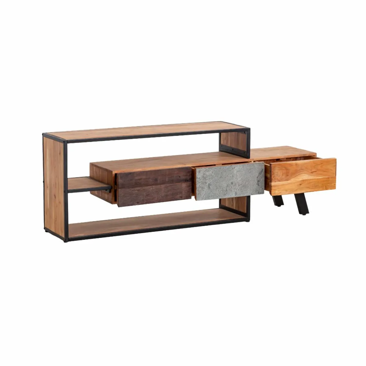 Made in Meubles Meuble TV en bois d'acacia Ernest
