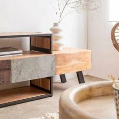 Made in Meubles Meuble TV en bois d'acacia Ernest