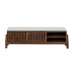 Made in Meubles Meuble TV en bois d'acacia et terrazzo Kaelis