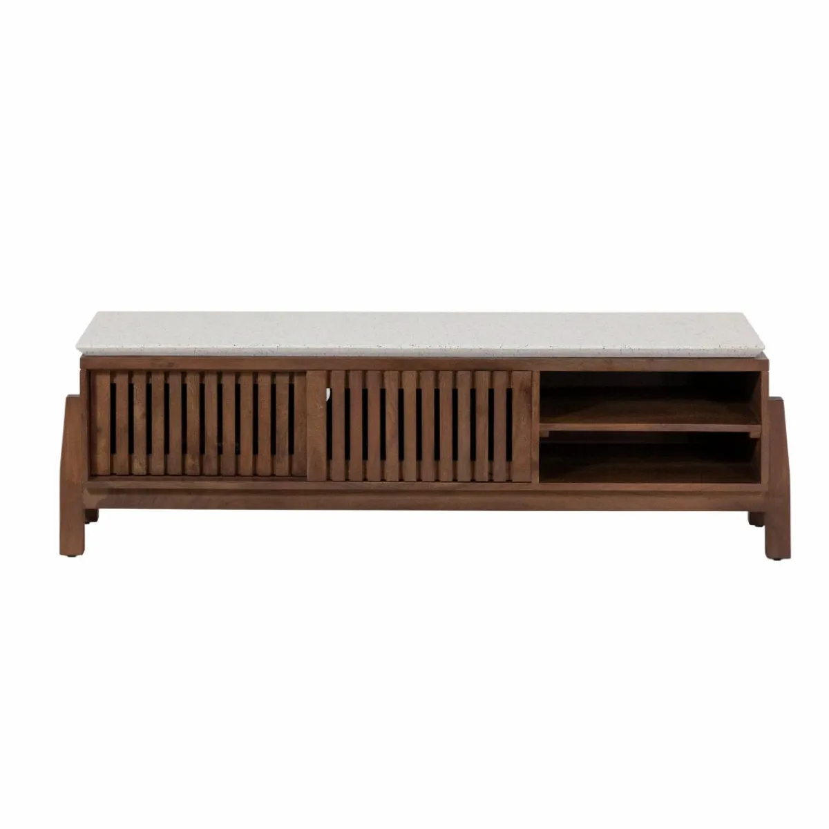 Made in Meubles Meuble TV en bois d'acacia et terrazzo Kaelis