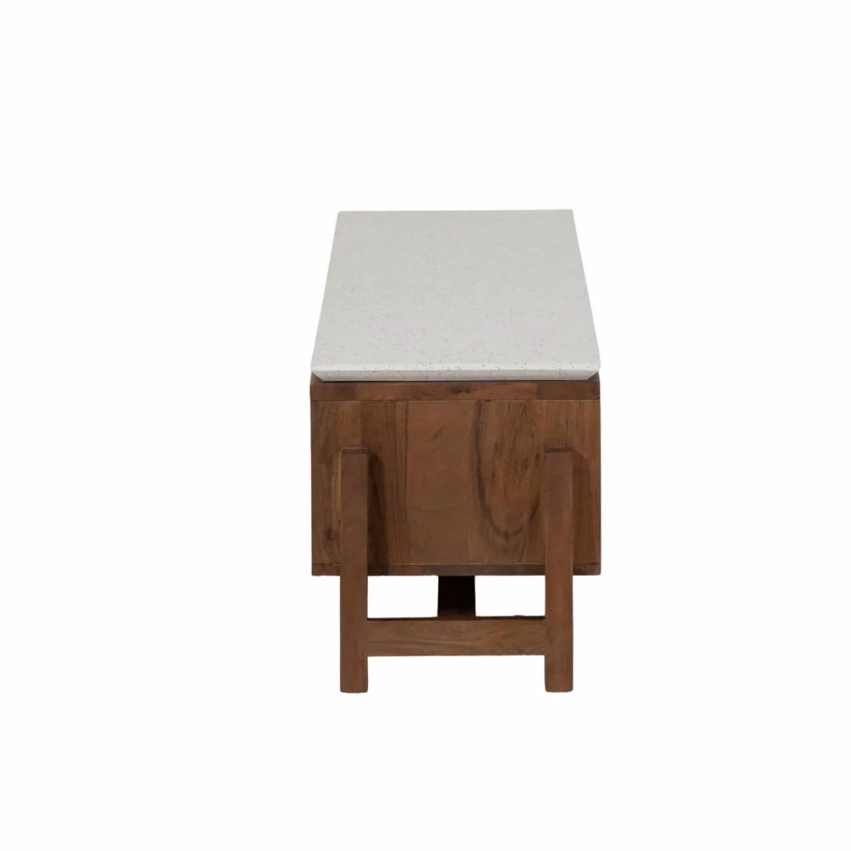Made in Meubles Meuble TV en bois d'acacia et terrazzo Kaelis