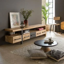 Made in Meubles Meuble TV en bois d'acacia Praia