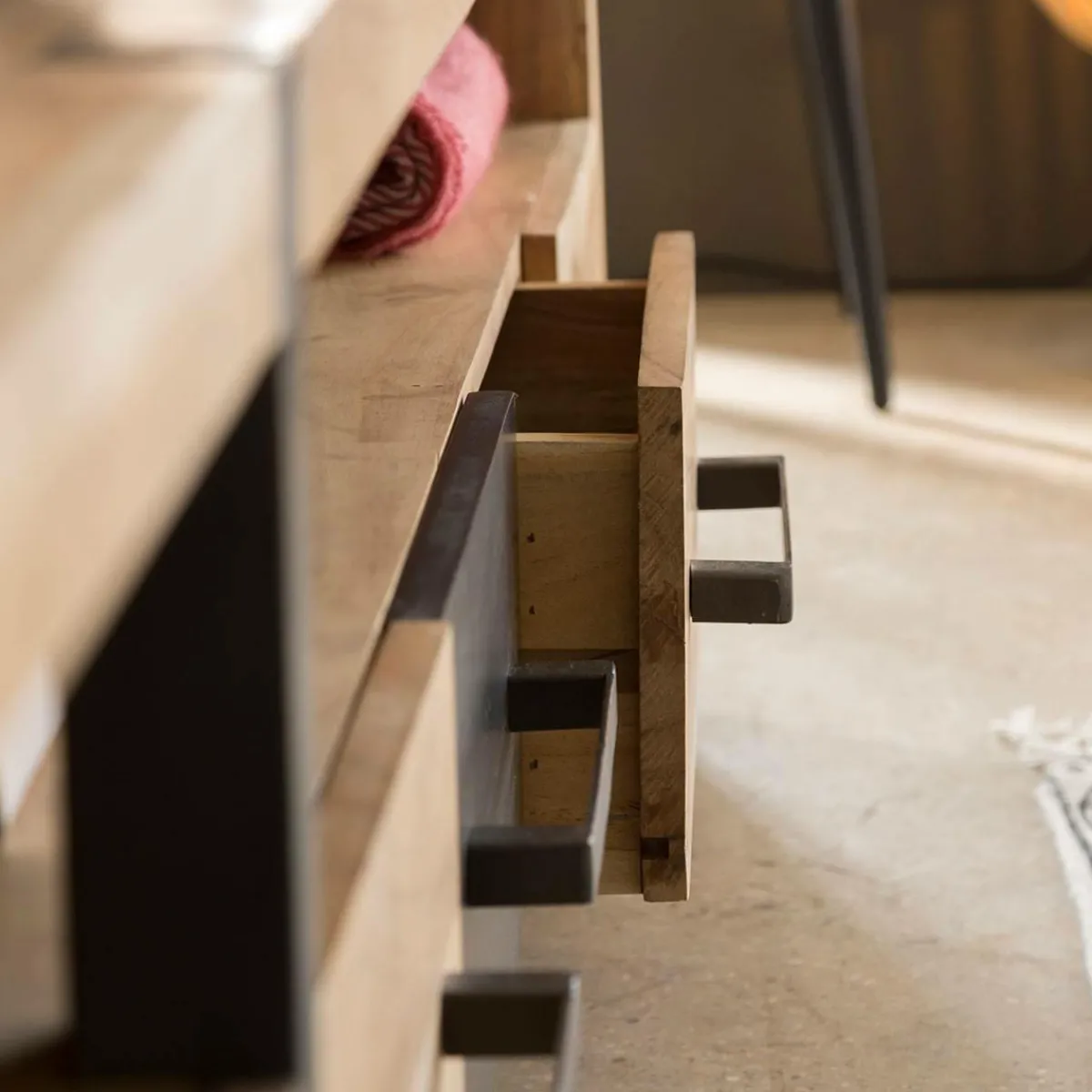 Made in Meubles Meuble TV en bois d'acacia Praia