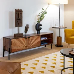 Made in Meubles Meuble TV en bois d'acacia Elvira