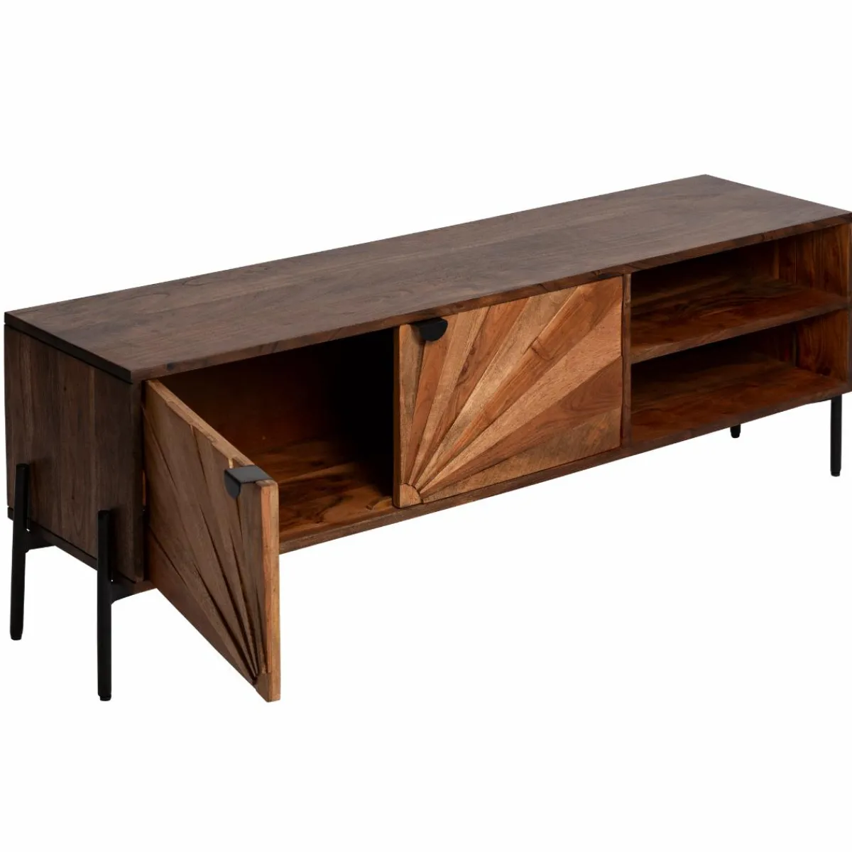 Made in Meubles Meuble TV en bois d'acacia Elvira