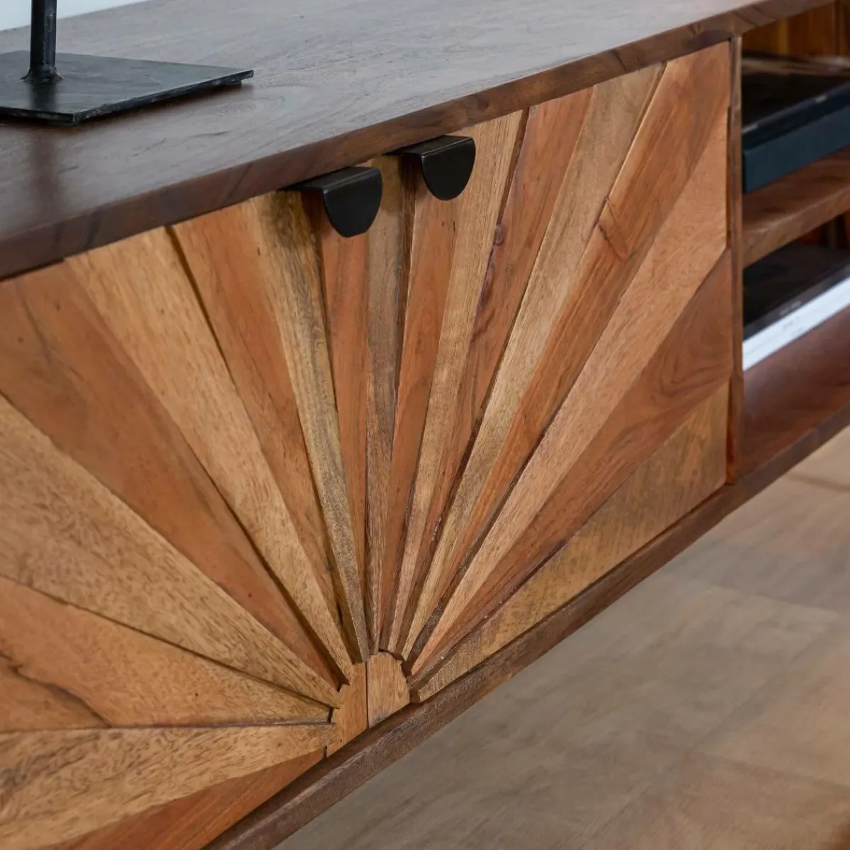Made in Meubles Meuble TV en bois d'acacia Elvira