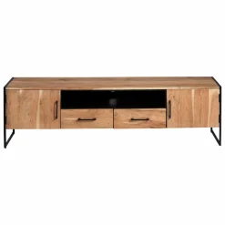 Made in Meubles Meuble TV en bois d'acacia et métal Bosco