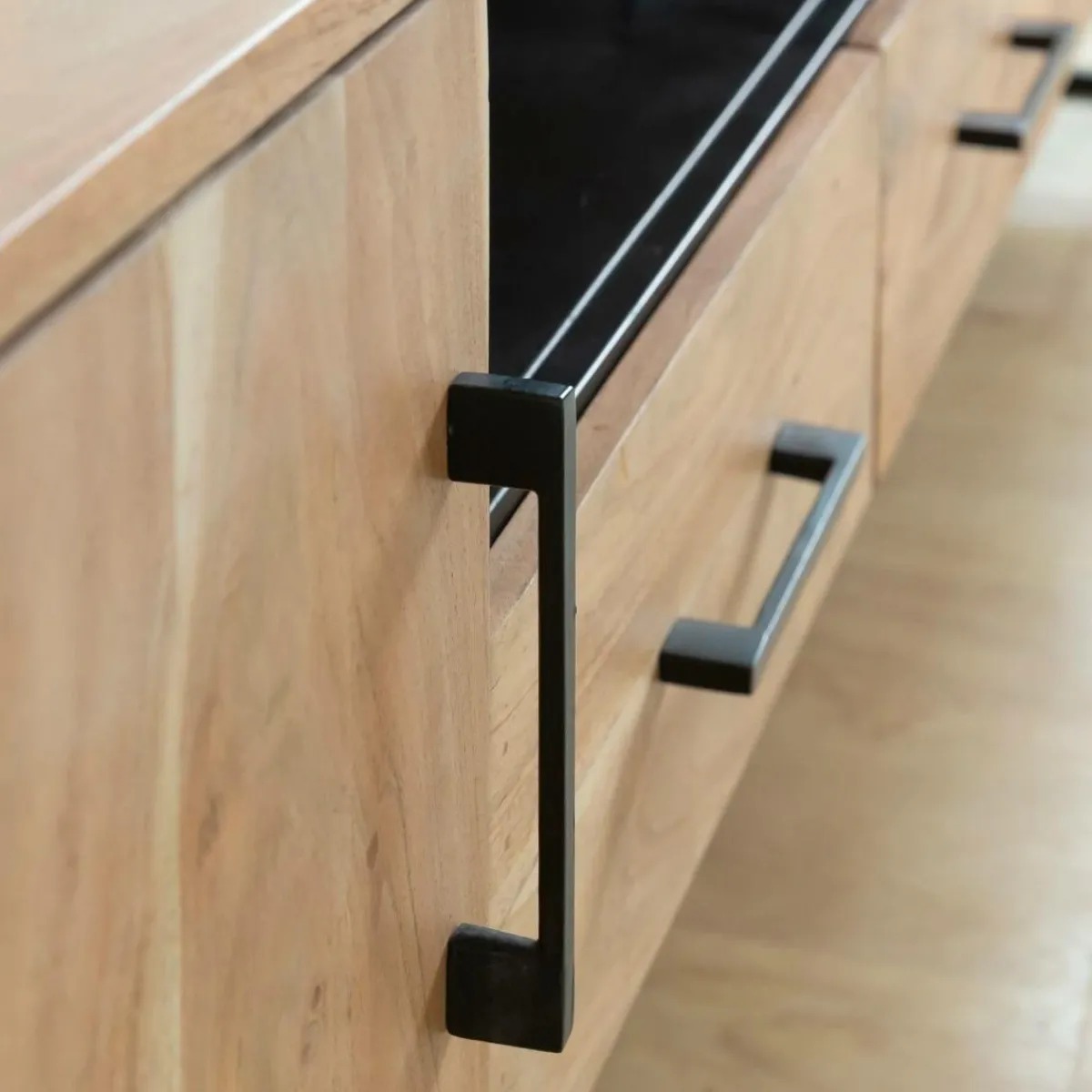 Made in Meubles Meuble TV en bois d'acacia et métal Bosco