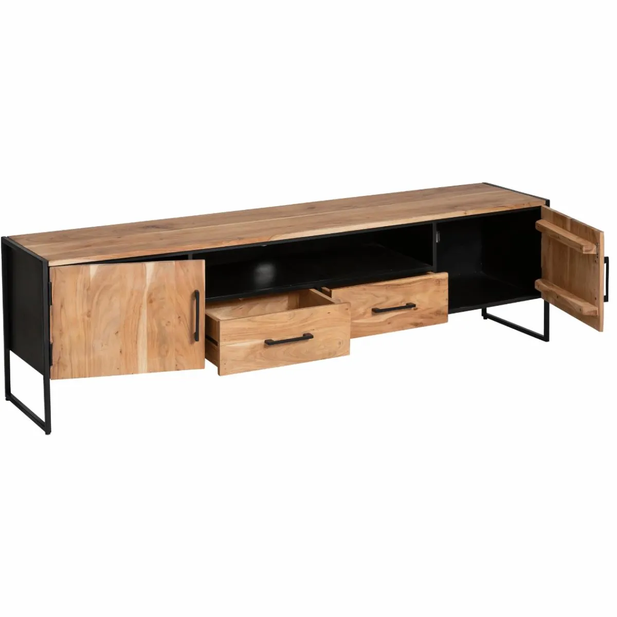 Made in Meubles Meuble TV en bois d'acacia et métal Bosco