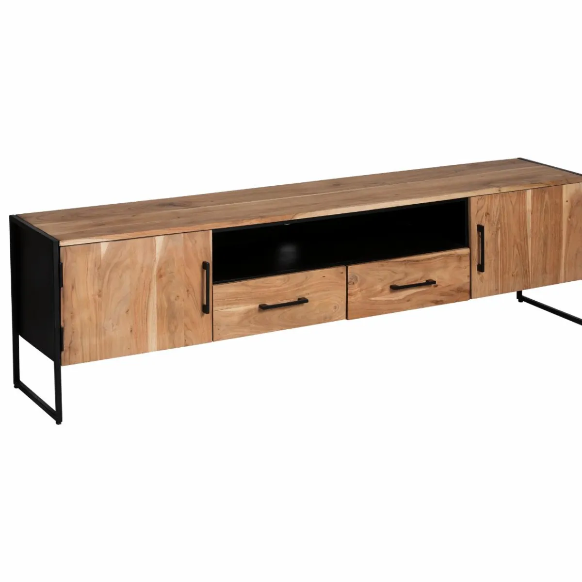 Made in Meubles Meuble TV en bois d'acacia et métal Bosco