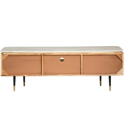 Made in Meubles Meuble tv en bois d'acacia et marbre blanc Judith
