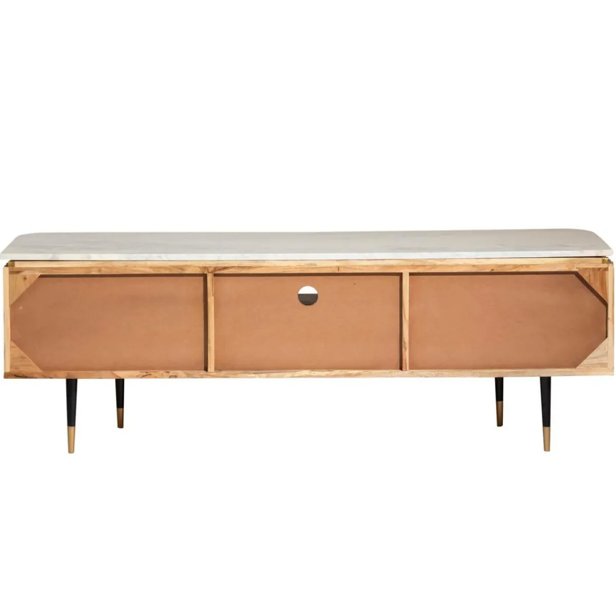 Made in Meubles Meuble tv en bois d'acacia et marbre blanc Judith